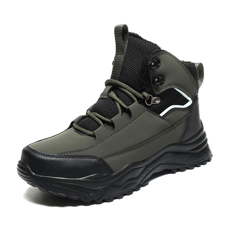 Winter Boots Leather-Look Waterproof Lace-Up