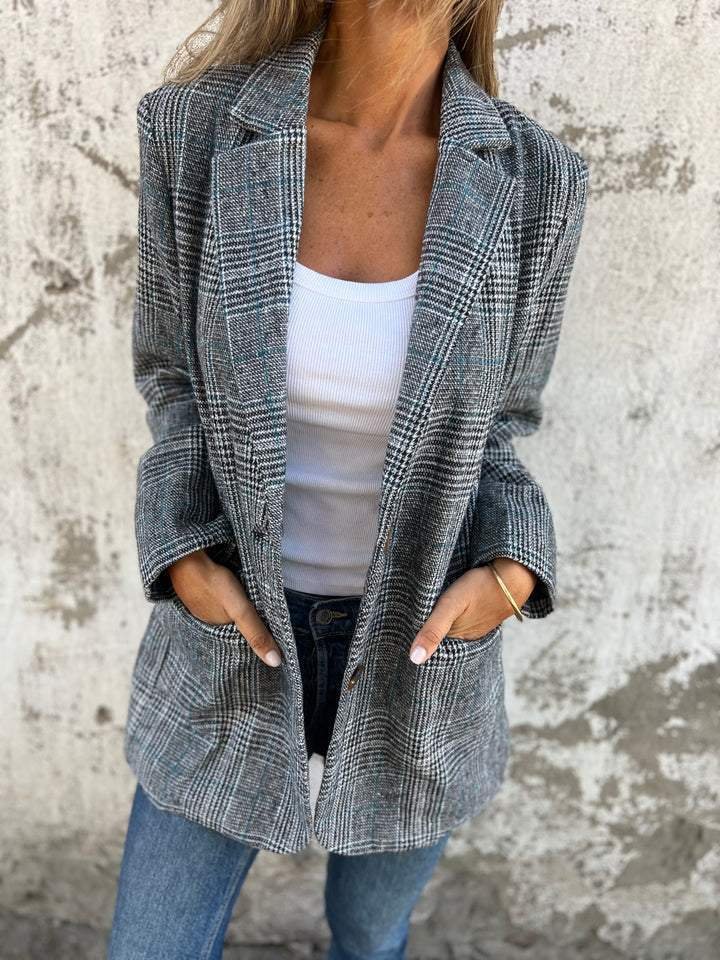 Plaid Blazer Classic Lapel