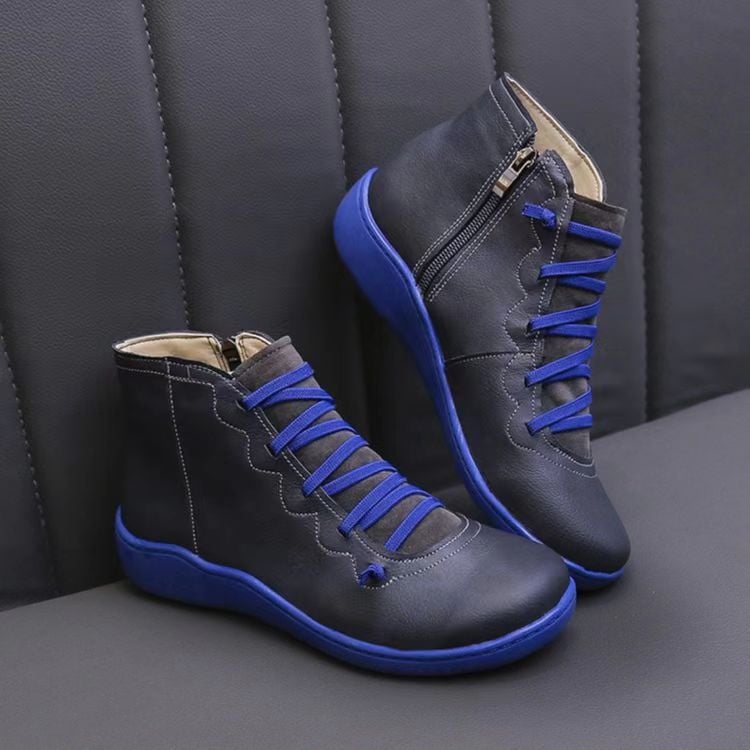 Ankle Boots Leather-Look Barefoot Flat Sole