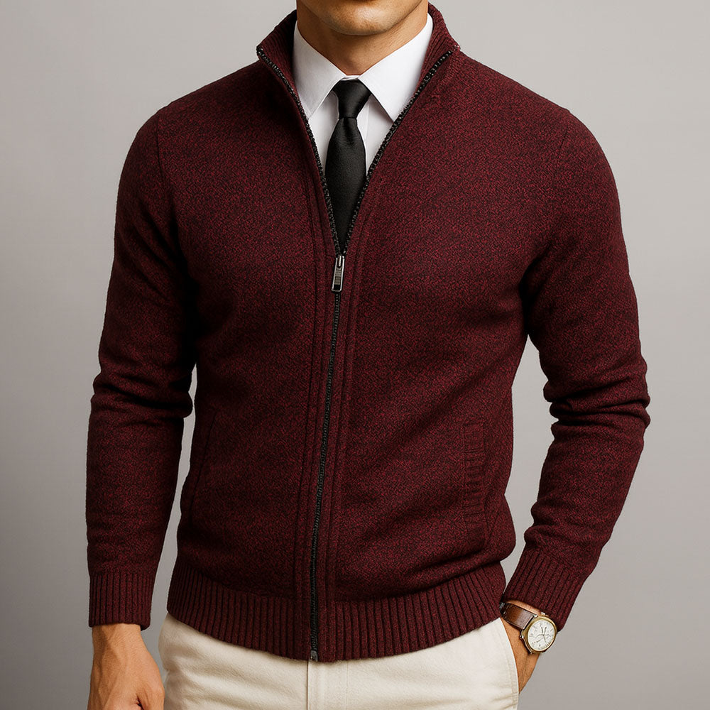 Zip-Front Cardigan Long-Sleeve Knit