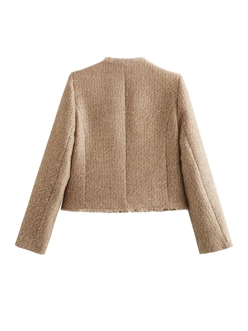 Cropped Tweed Blazer – Button-Front Tailored Jacket