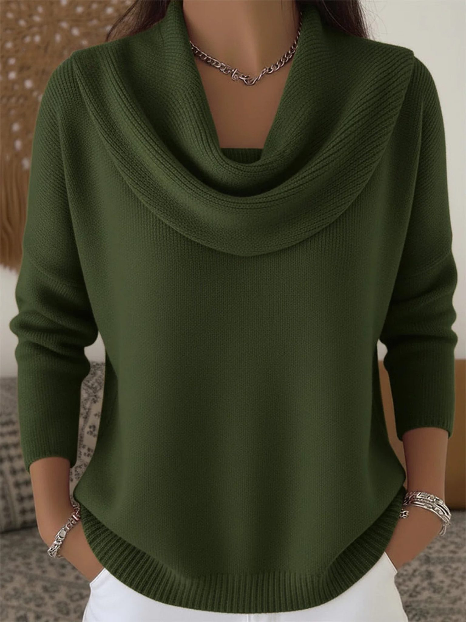 Cowl Neck Jumper Merino Wool Blend