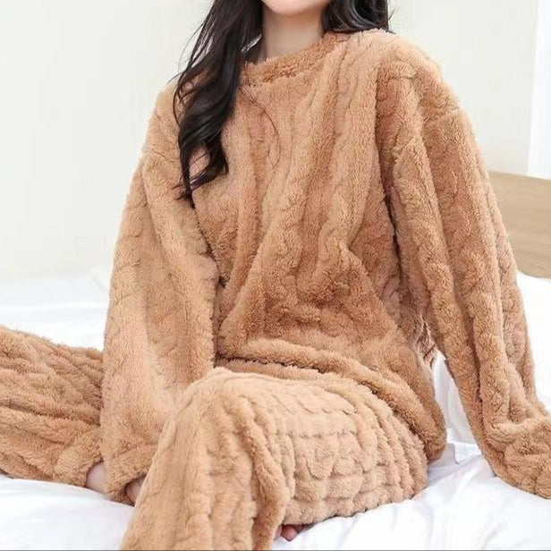 Fleece Pyjama Set Warm Winter Loungewear