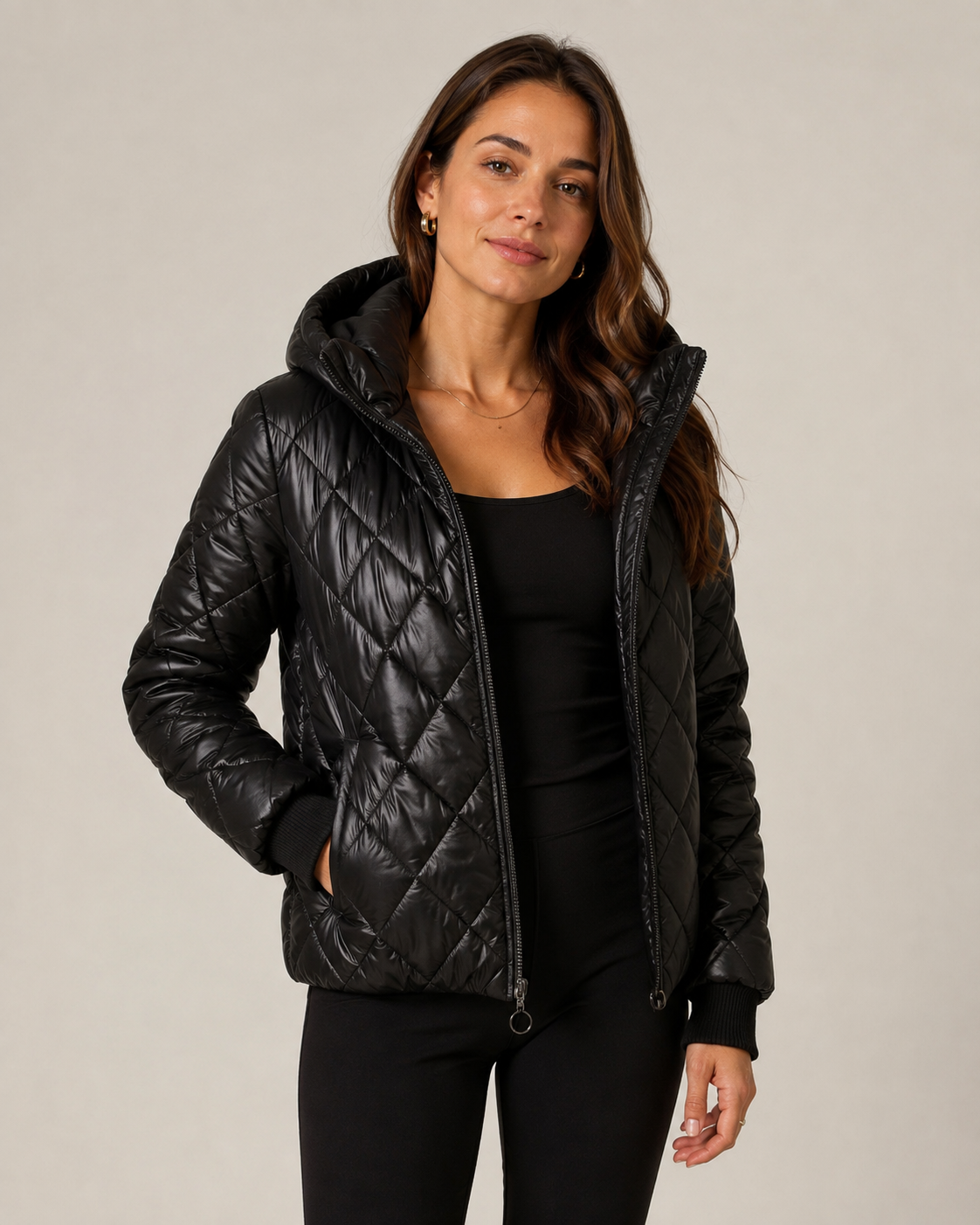 Quilted Winter Coat High Collar
