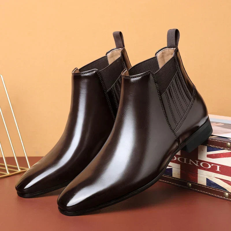 Pointed Toe Chelsea Ankle Boots - Elastic Side Panel