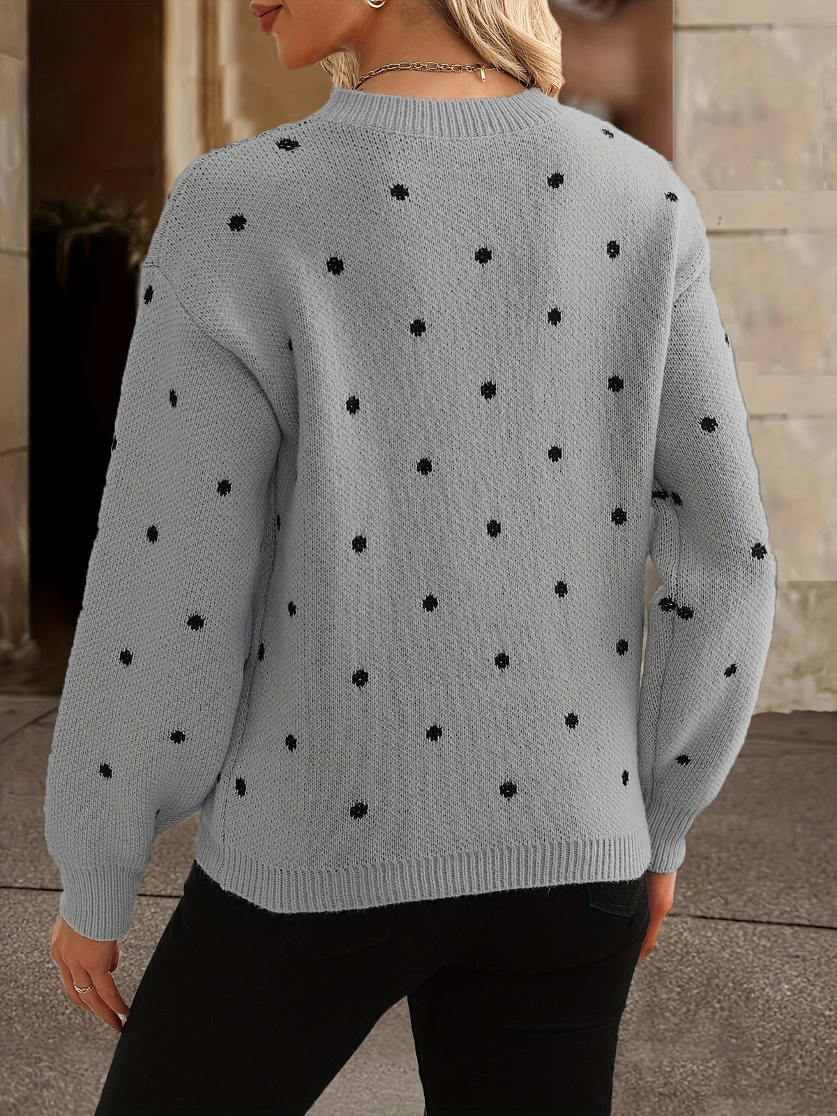 Polka Dot Jumper Crew Neck Knit