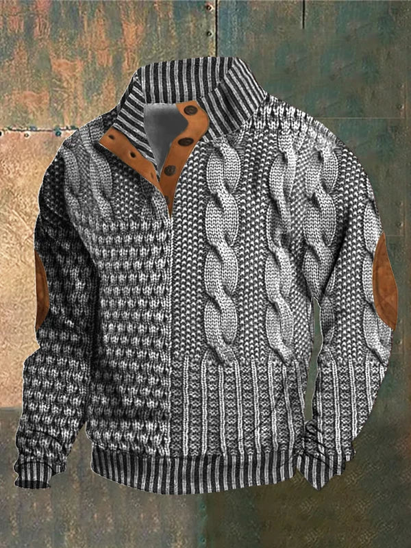 Patterned Knit Jumper Soft Warm Everyday in light grey, front view