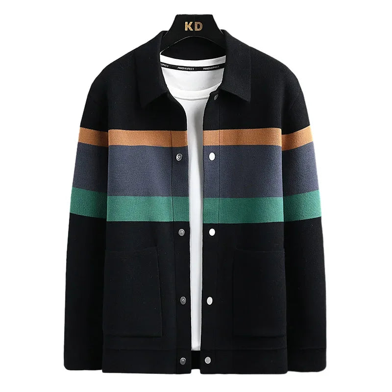 Varsity Jacket Knit Wool Button Front