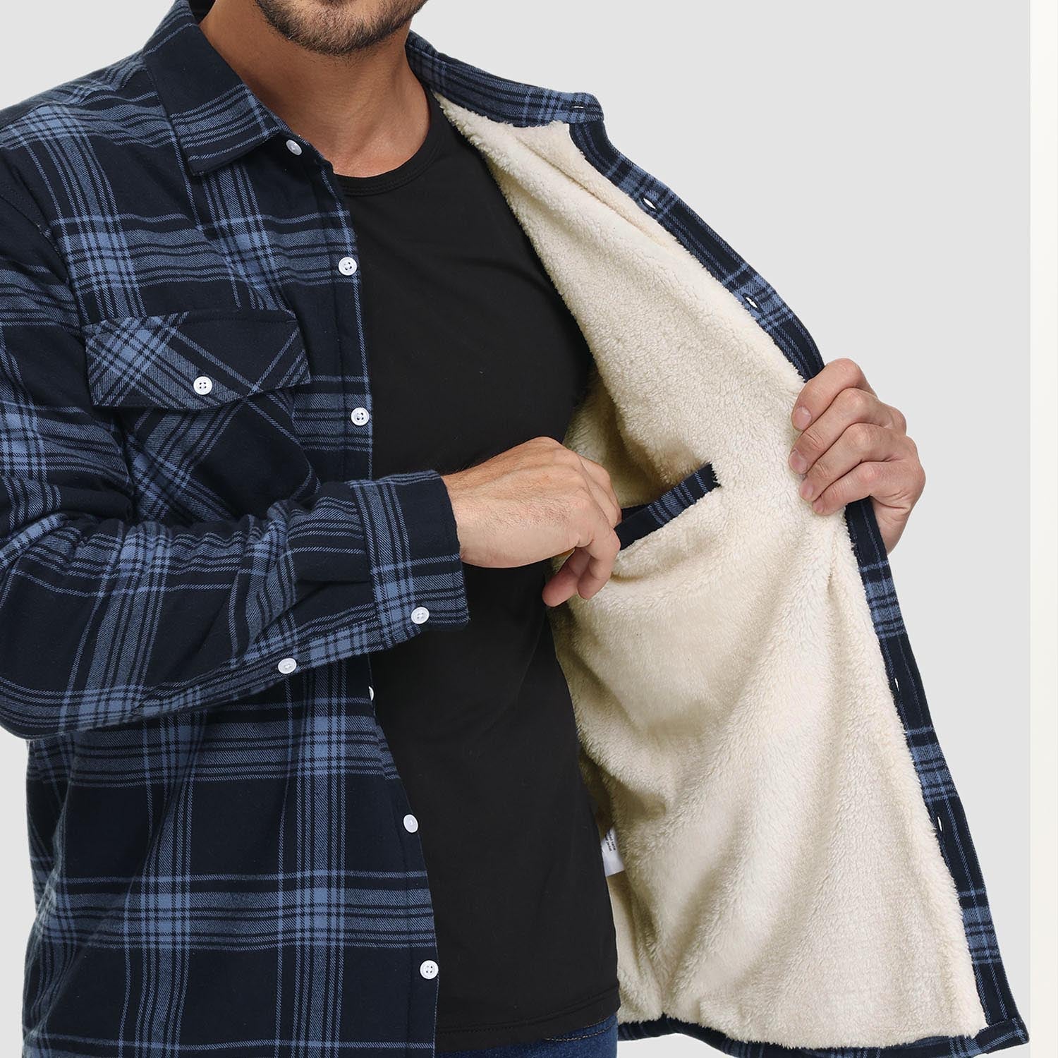 Flannel Shirt Jacket Fleece-Lined