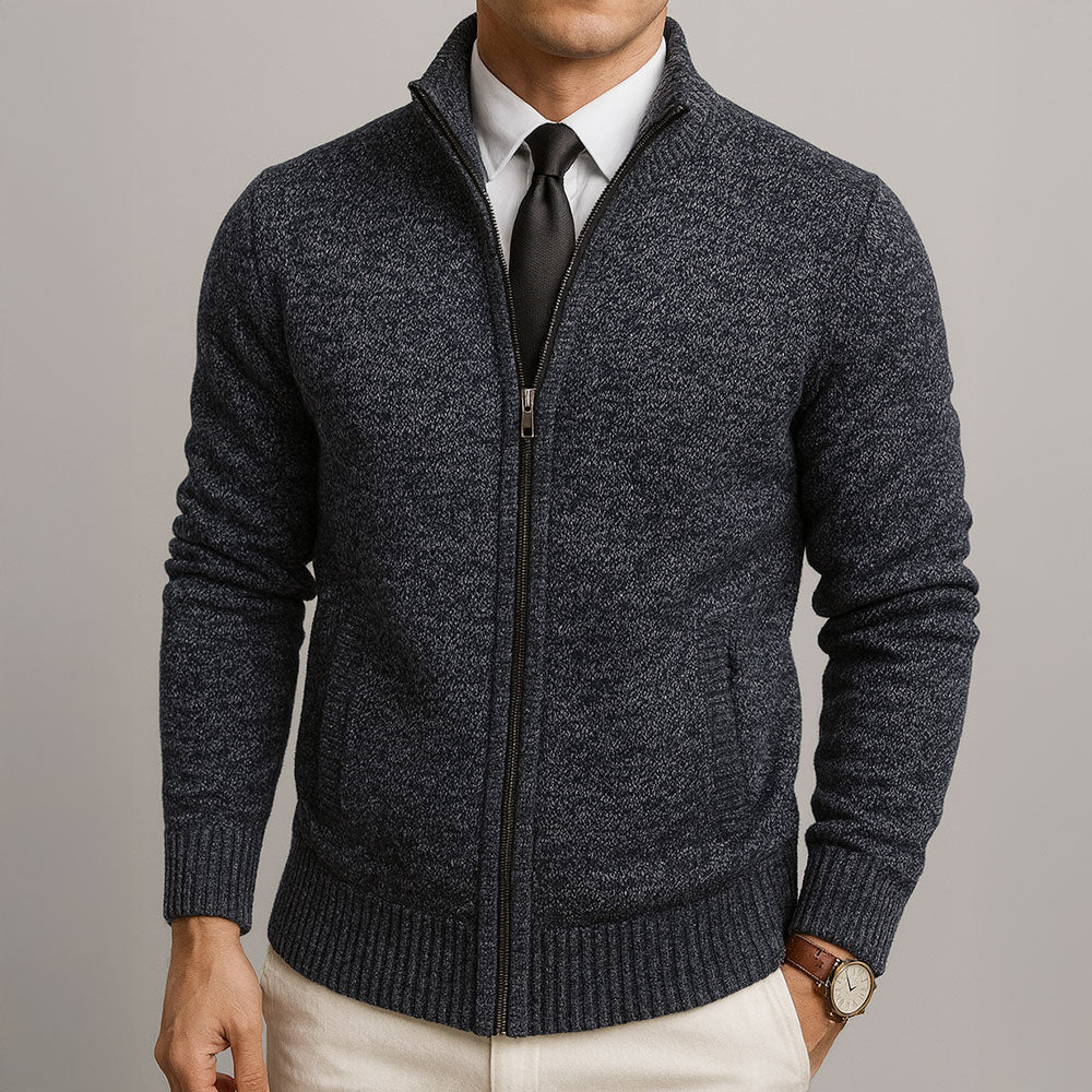 Zip-Front Cardigan Long-Sleeve Knit