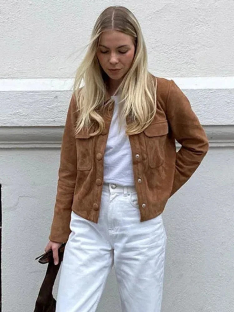 Suede-Look Jacket Classic Casual Cut