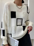 Printed crew neck soft knit jumper, front view