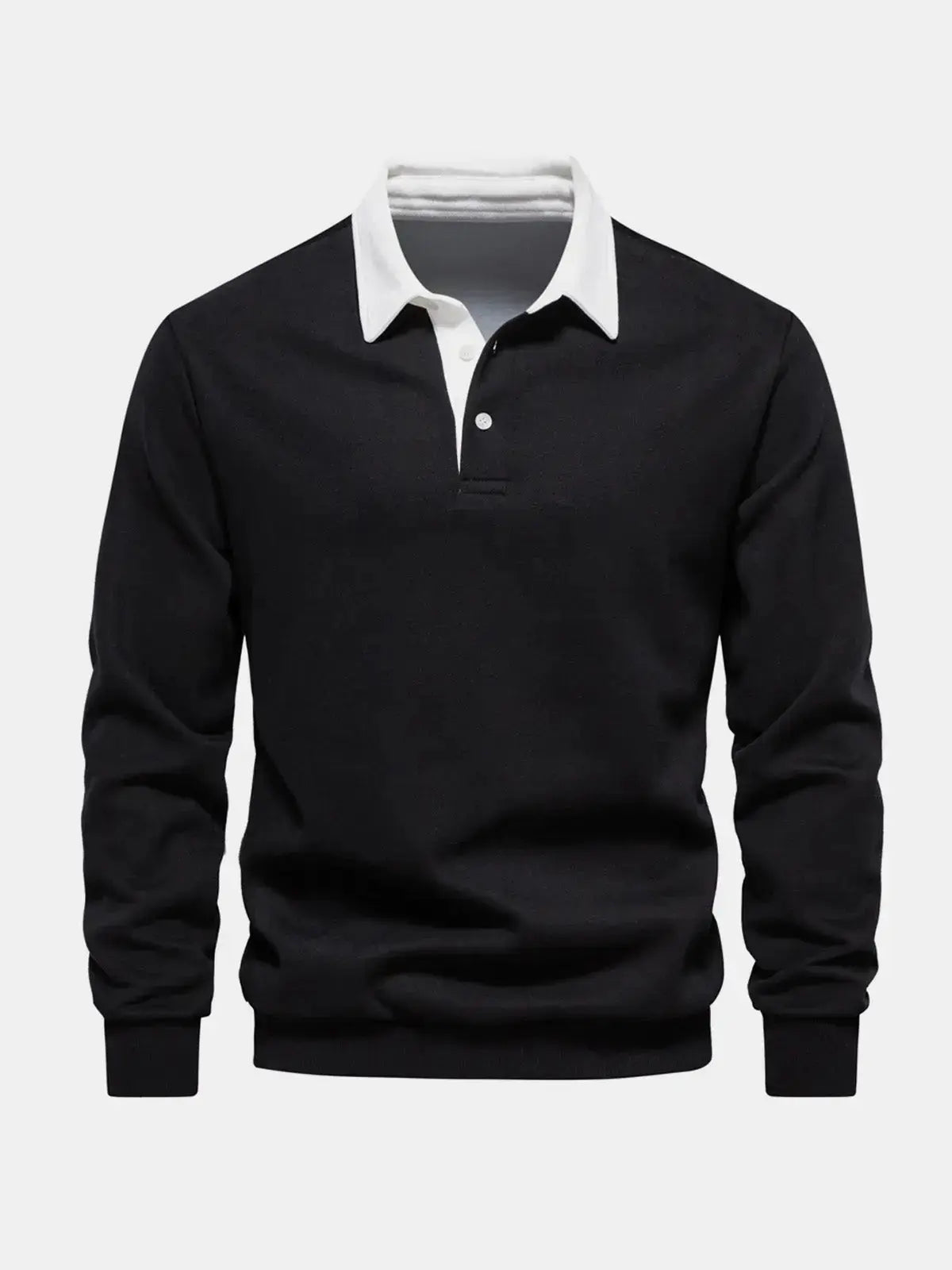 Sweatshirt Polo Collar Button Placket