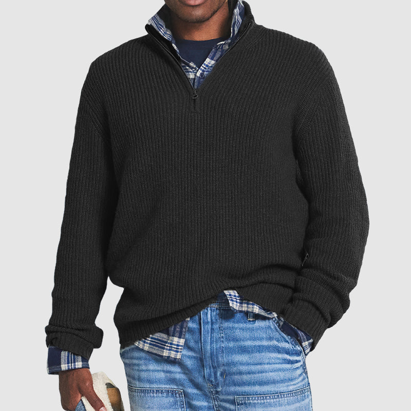 Quarter Zip Knitted Jumper – Funnel Neck