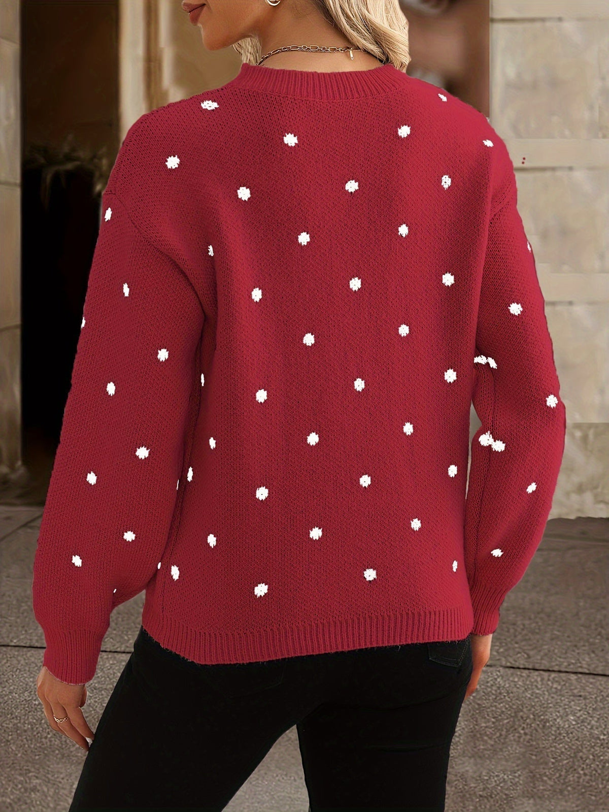 Polka Dot Jumper Crew Neck Knit
