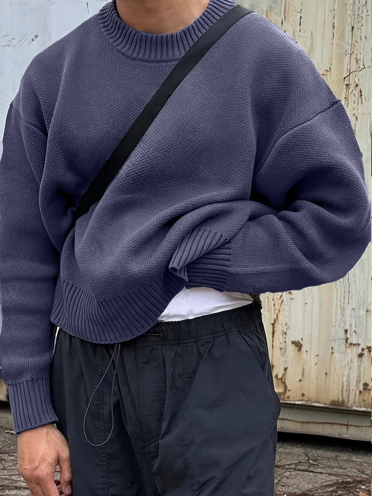 Ribbed Knit Jumper Crew Neck Oversized