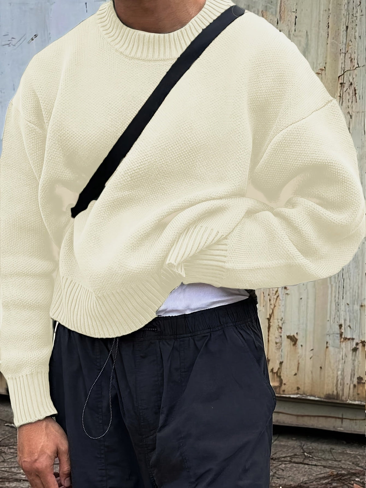 Ribbed Knit Jumper Crew Neck Oversized