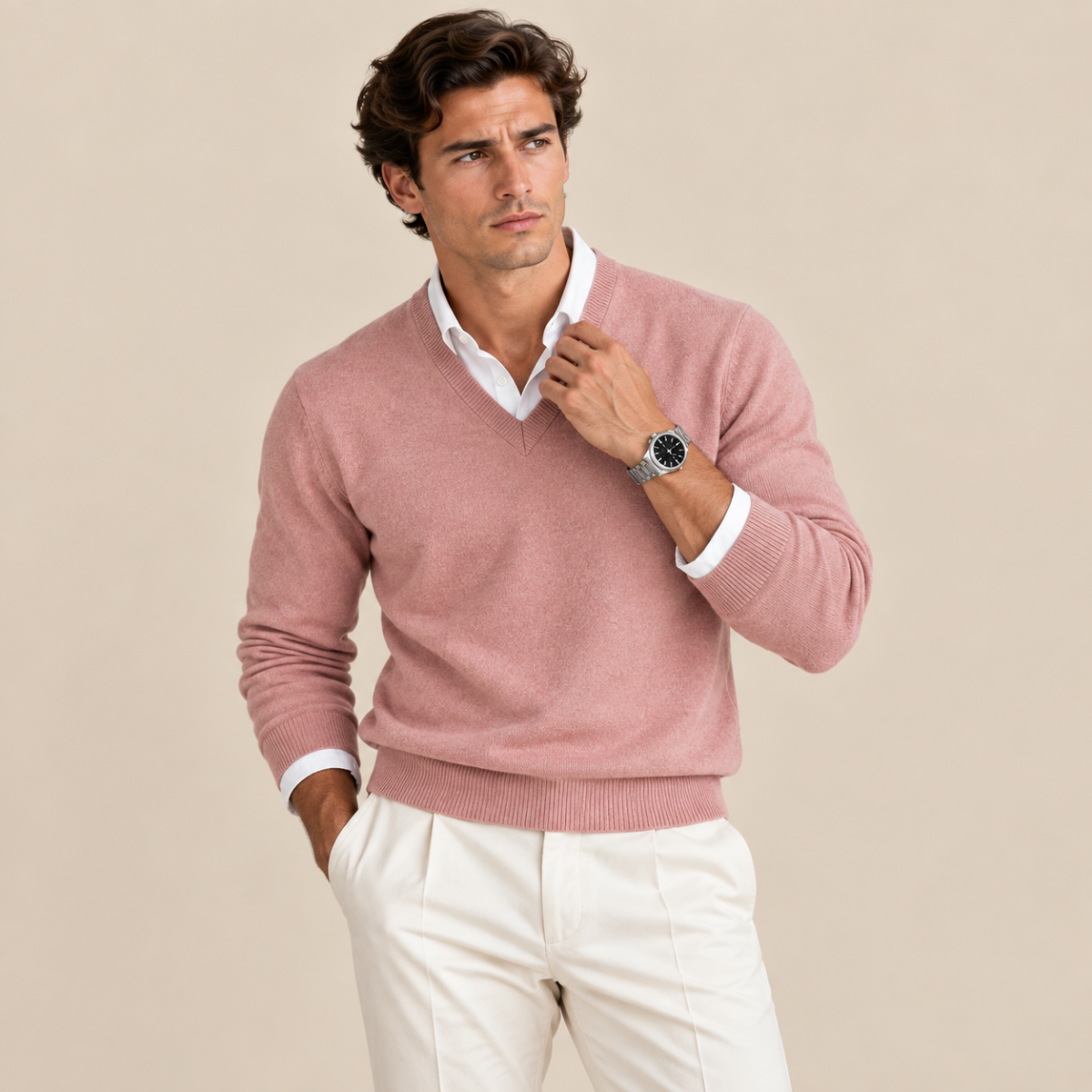 V-Neck Jumper Fine Knit Tailored