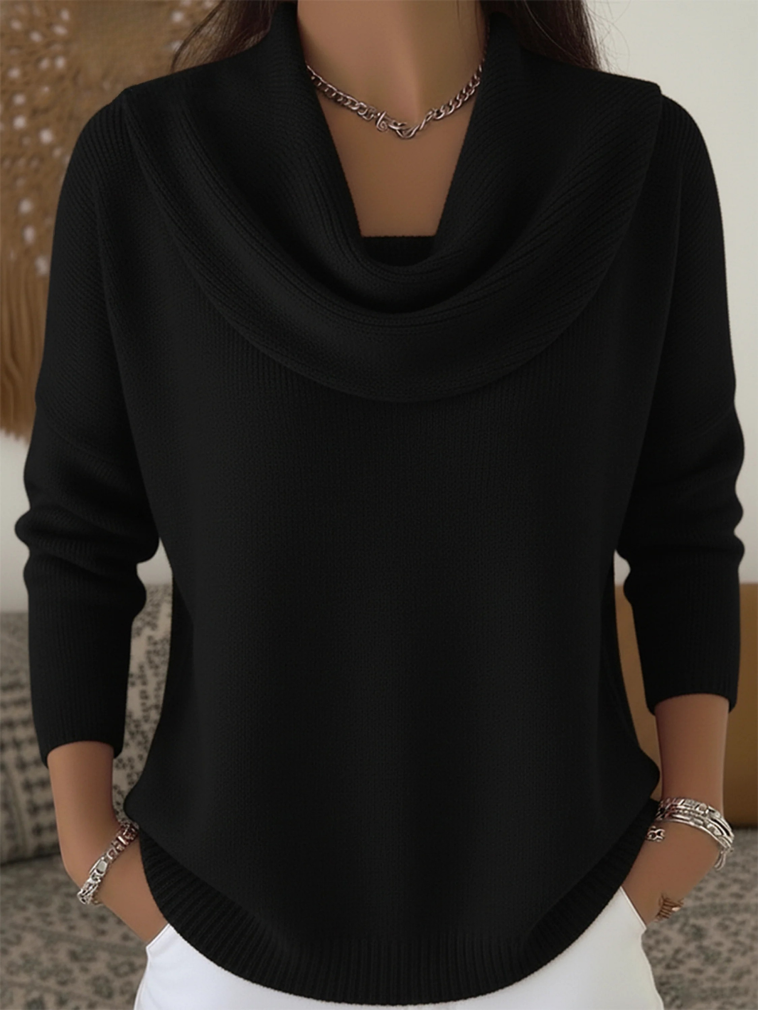 Cowl Neck Jumper Merino Wool Blend
