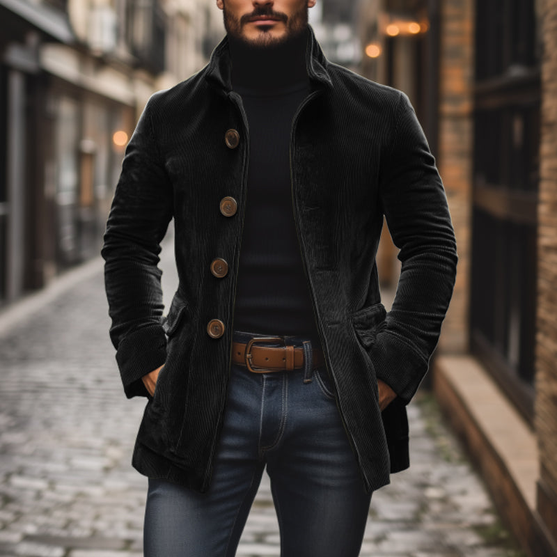 Corduroy Short Coat Stand Collar