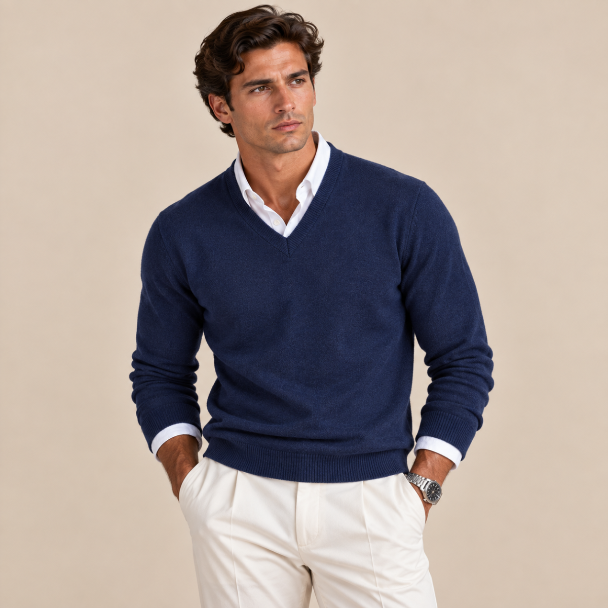 V-Neck Jumper Fine Knit Tailored