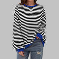 Striped Sweatshirt Round Neck Relaxed Fit