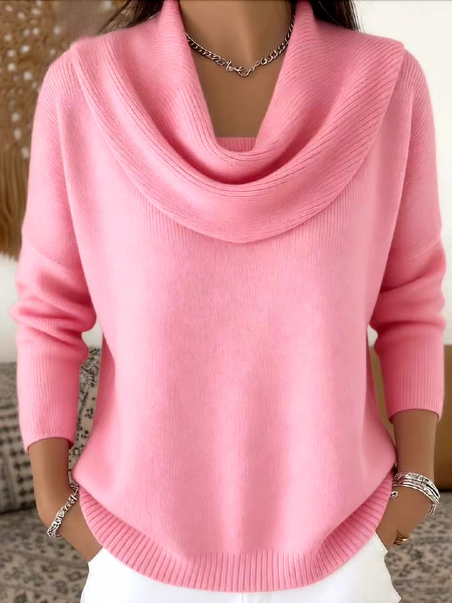 Cowl Neck Jumper Merino Wool Blend