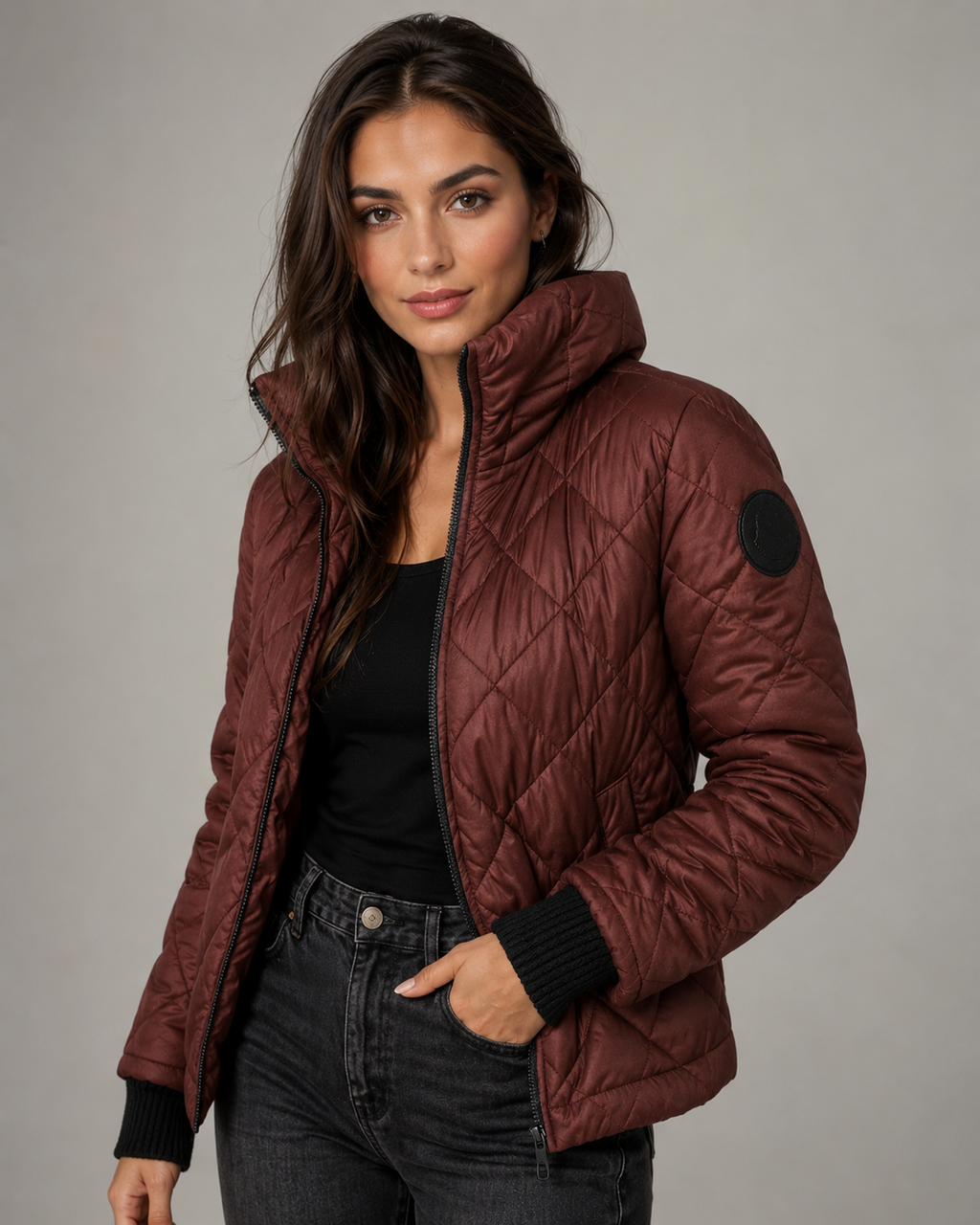 Quilted Winter Coat High Collar