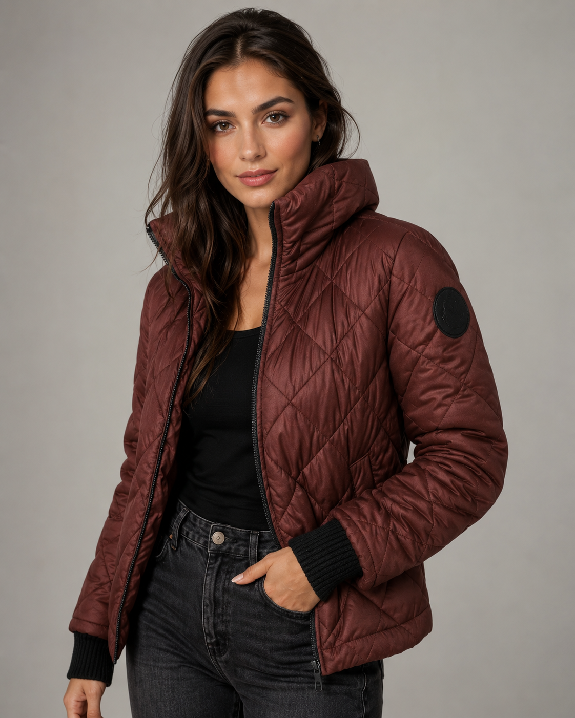 Quilted Winter Coat High Collar