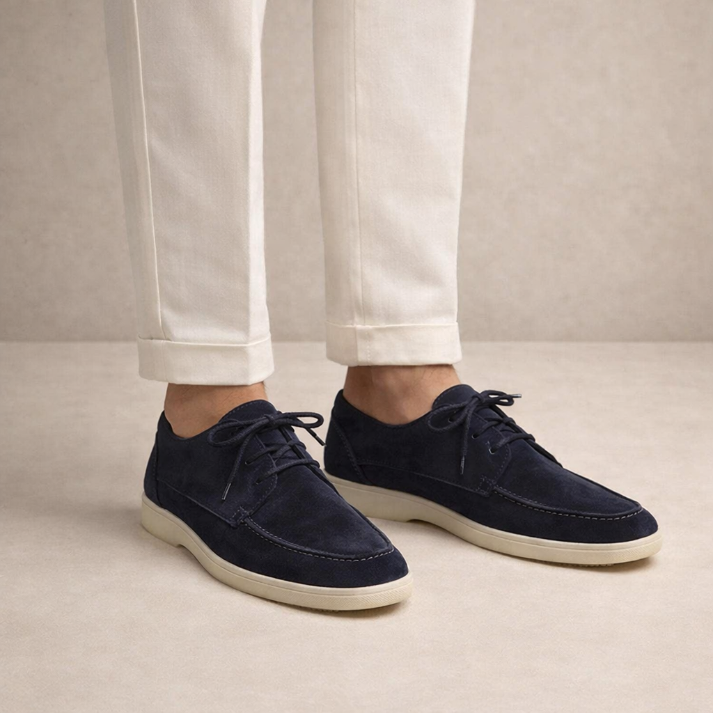 Suede-Look Loafers Lace-Up