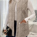 Longline Sleeveless Vest Textured Open Front