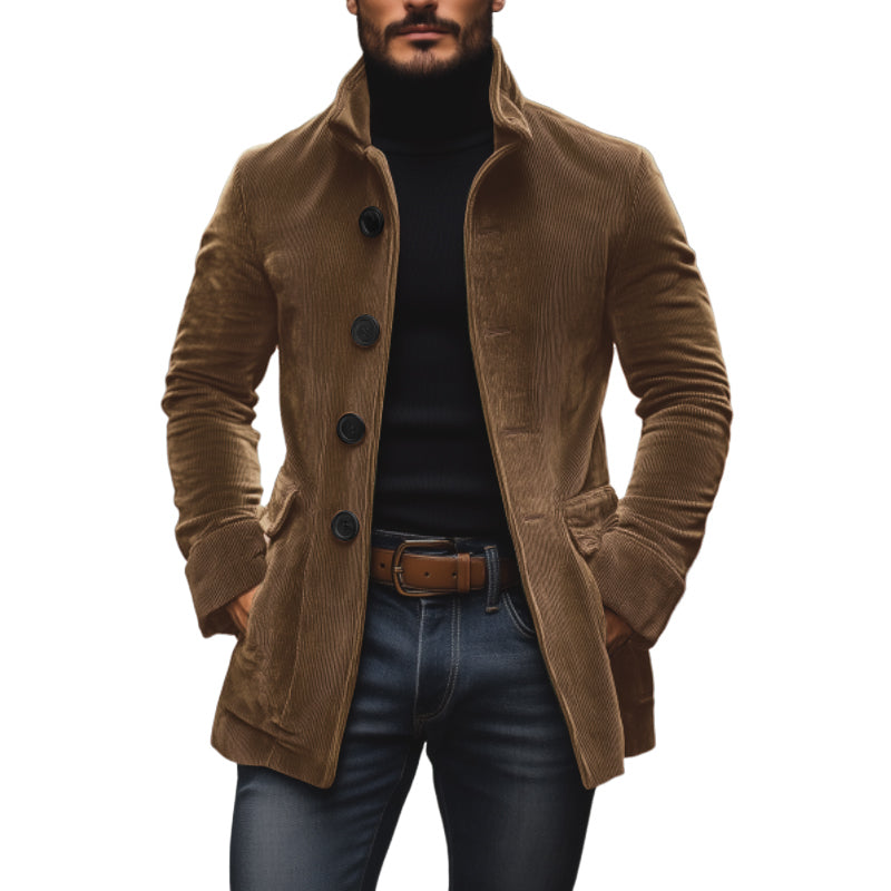 Corduroy Short Coat Stand Collar