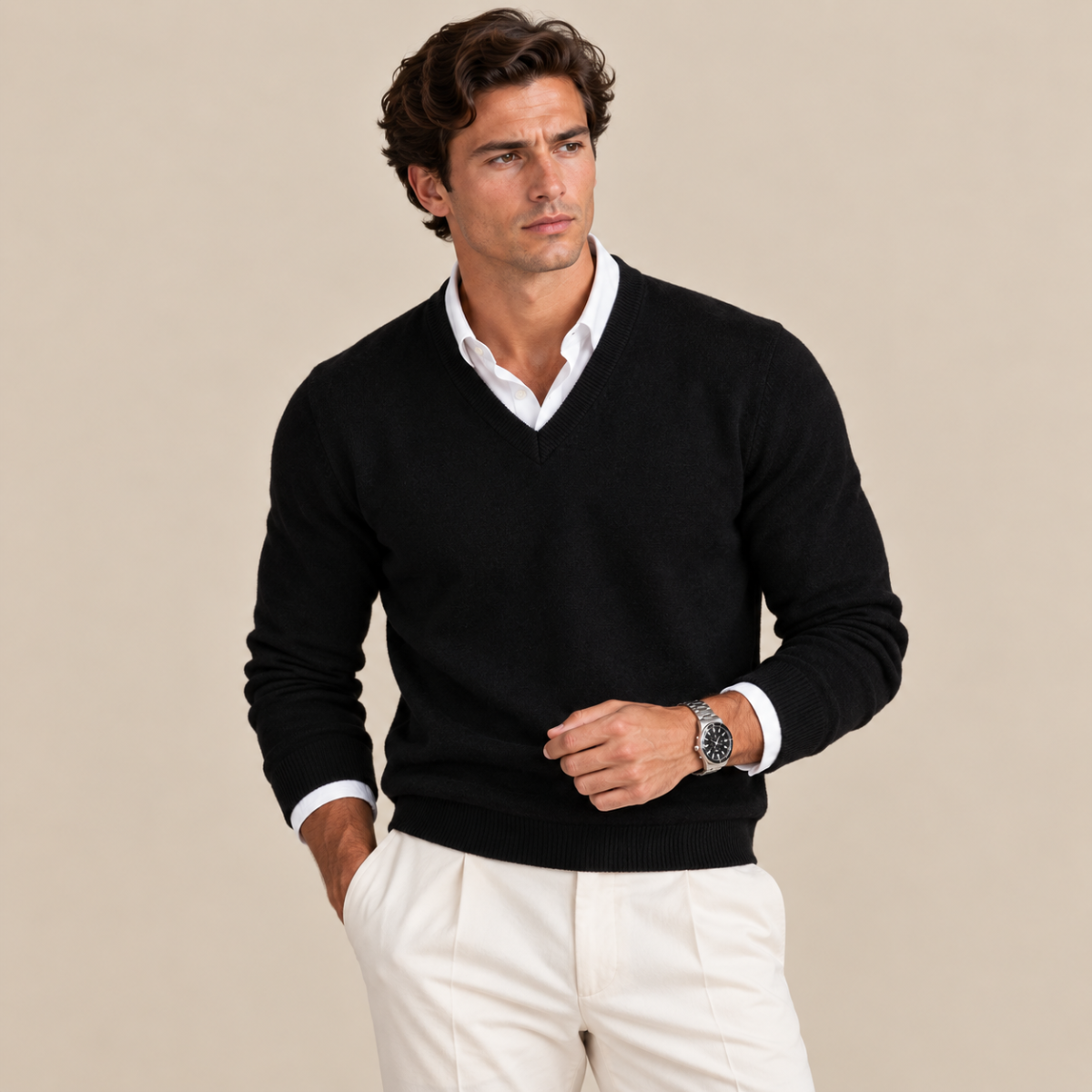 V-Neck Jumper Fine Knit Tailored