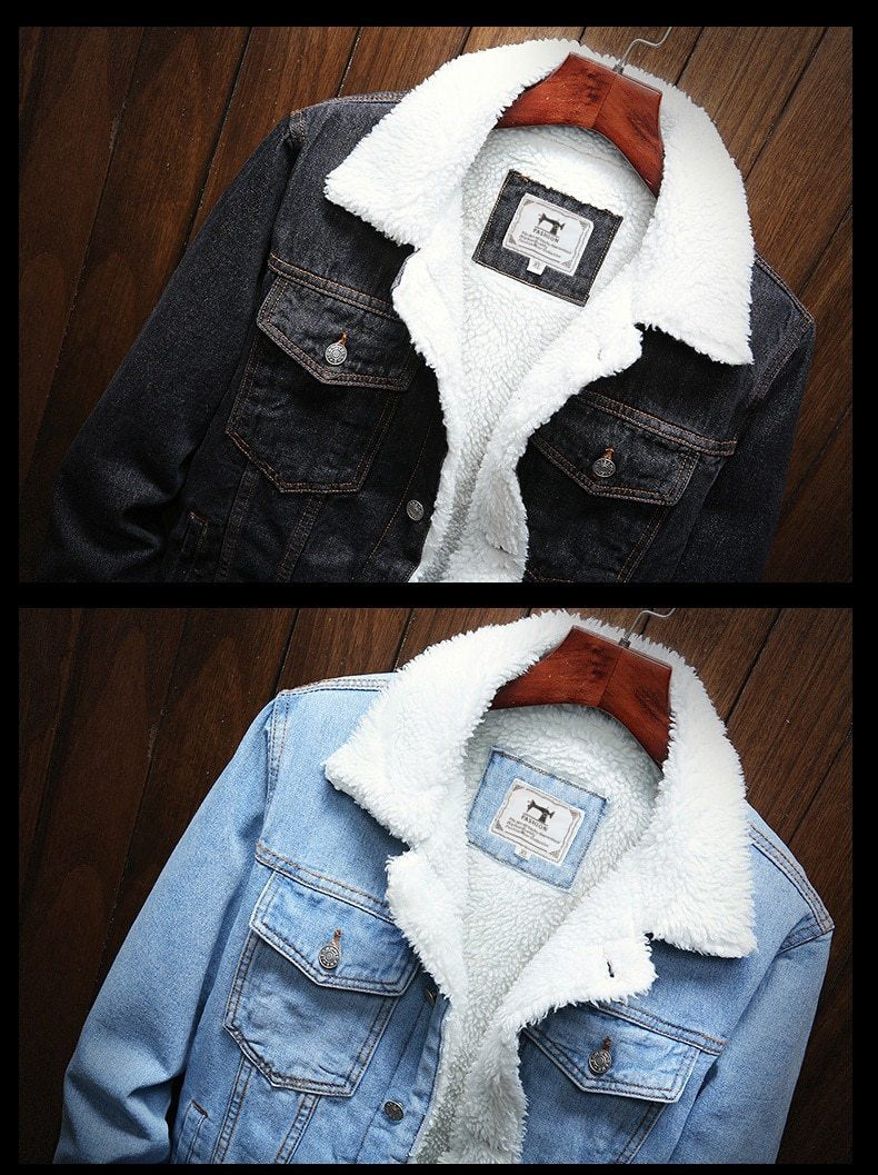 Denim Jacket Fleece Lined Button Front