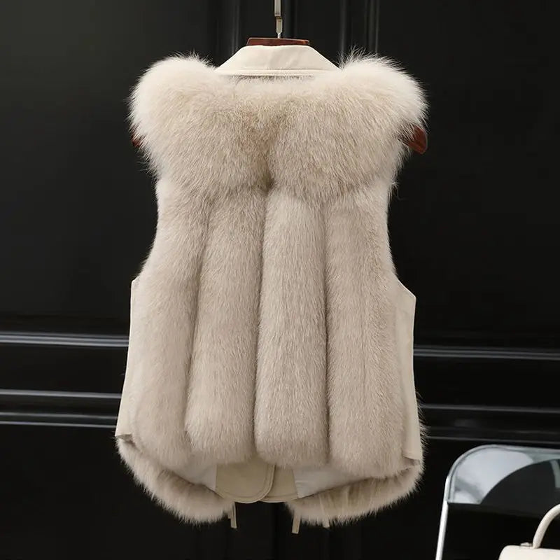 Gilet Faux Fur Adjustable Waist Ties