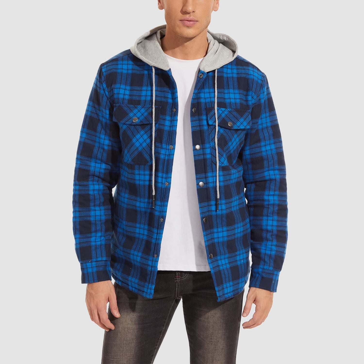 Hooded Quilted Jacket Warm Flannel Style