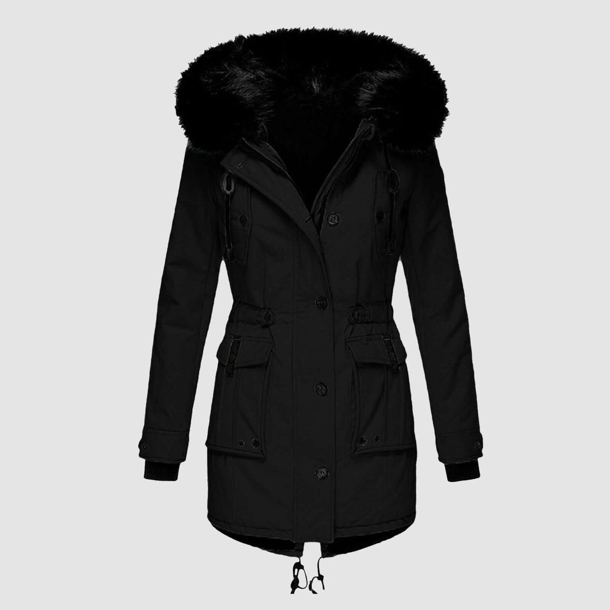 Winter Coat Thick Padding Multiple Pockets