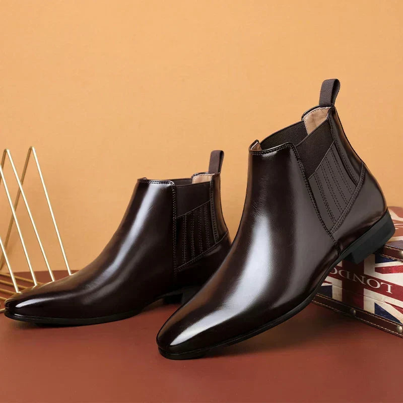 Pointed Toe Chelsea Ankle Boots - Elastic Side Panel