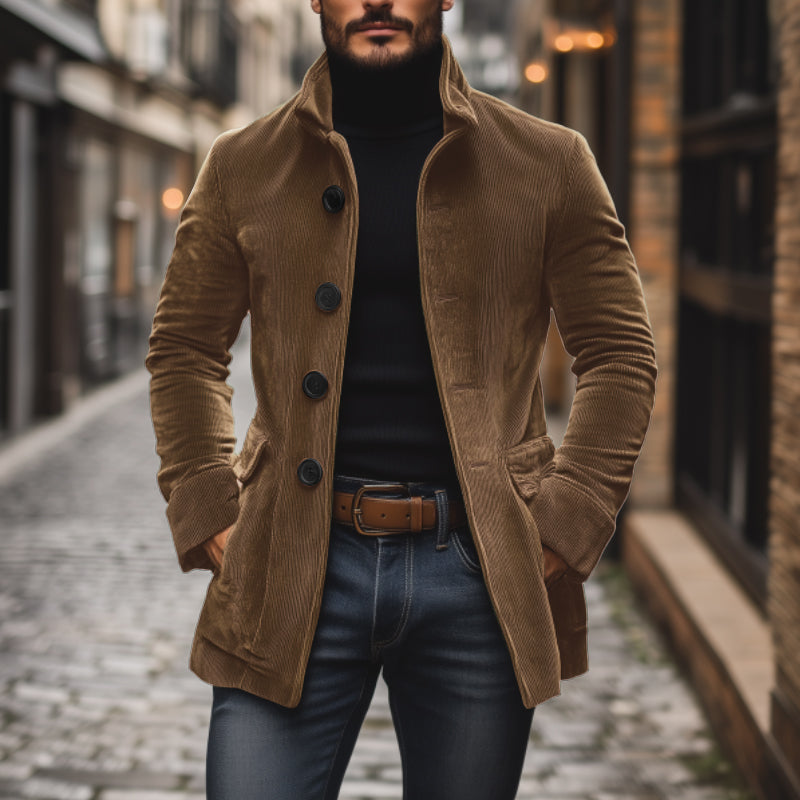 Corduroy Short Coat Stand Collar