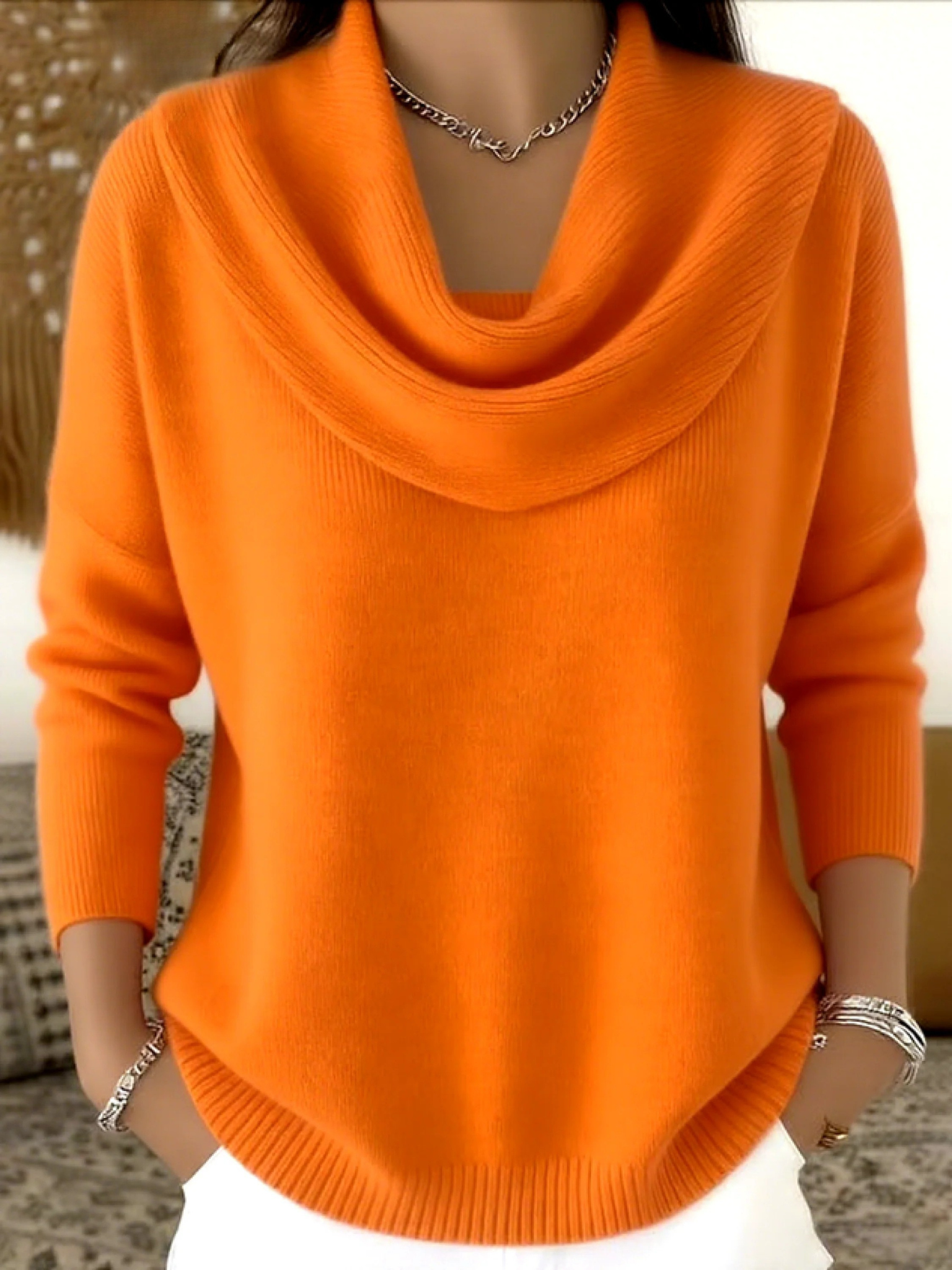 Cowl Neck Jumper Merino Wool Blend