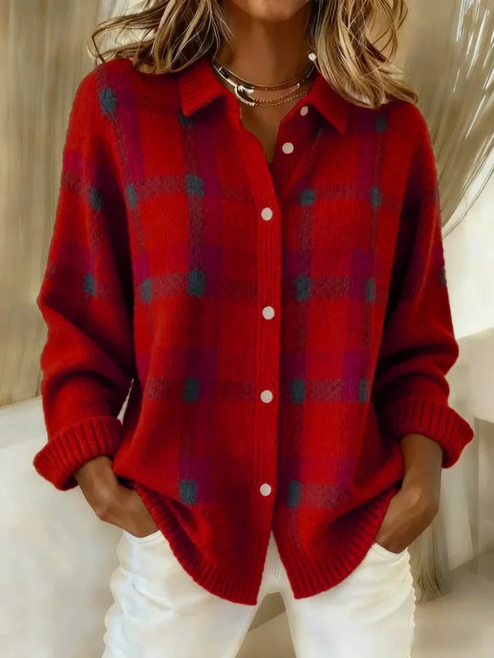 Jumper Checked Knit Crew Neck