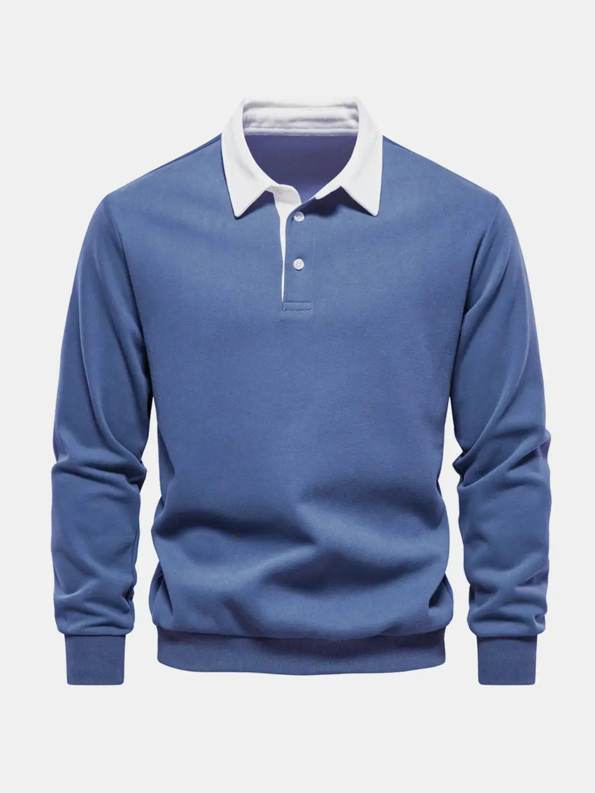 Sweatshirt Polo Collar Button Placket