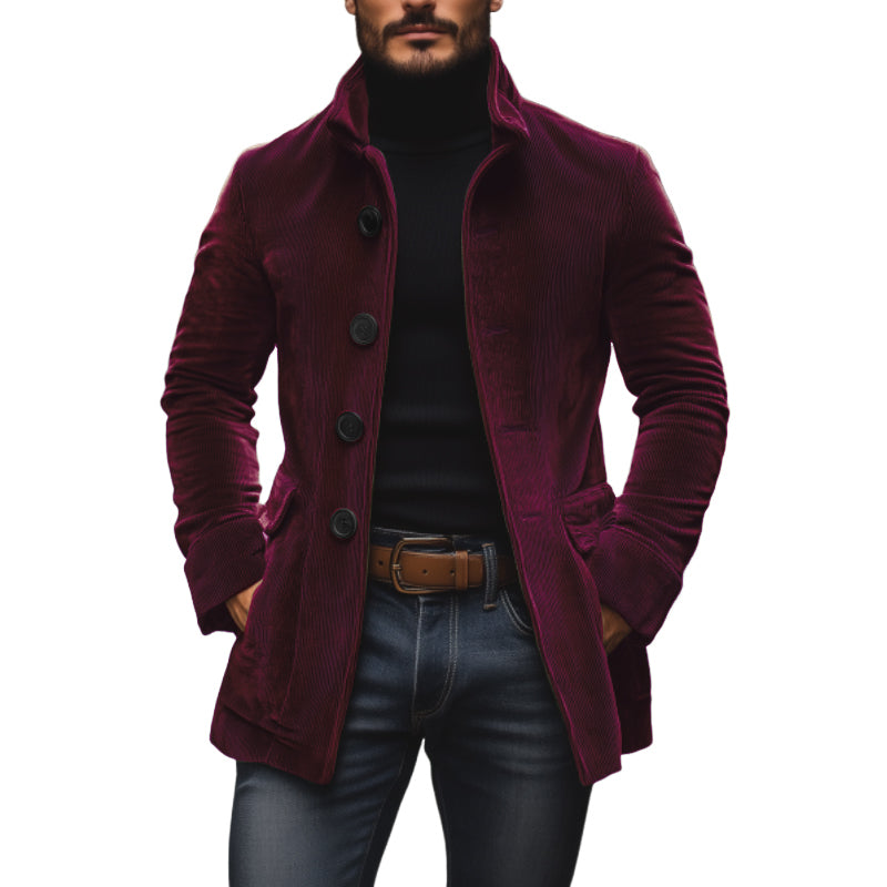 Corduroy Short Coat Stand Collar