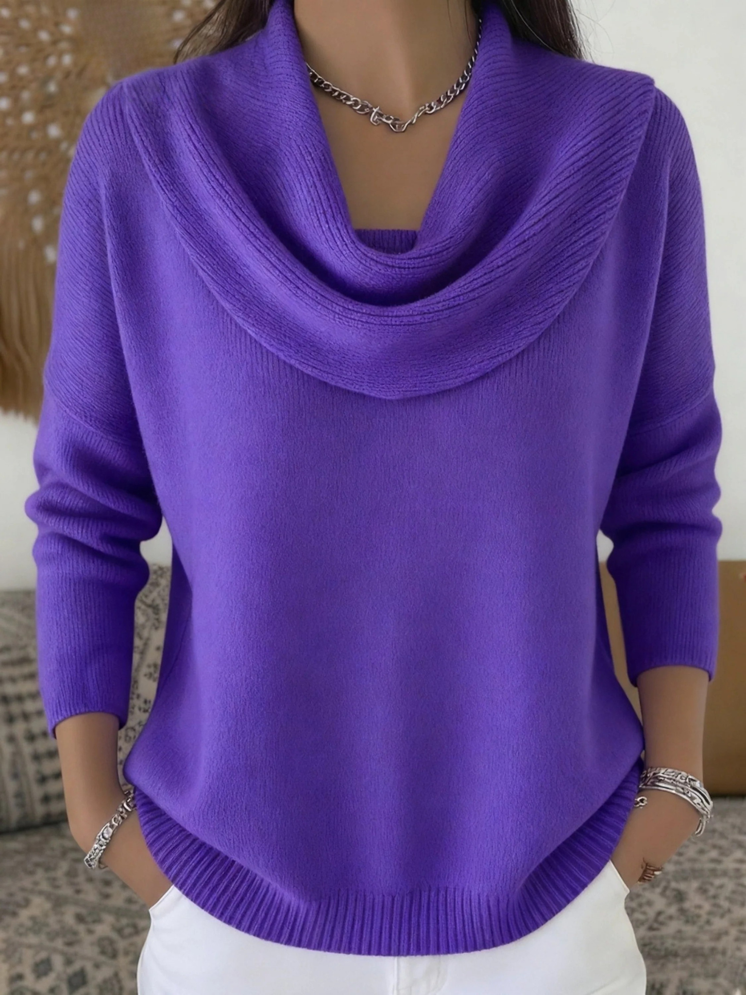 Cowl Neck Jumper Merino Wool Blend