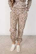 Joggers Fleece Lined Leopard Lace Pockets