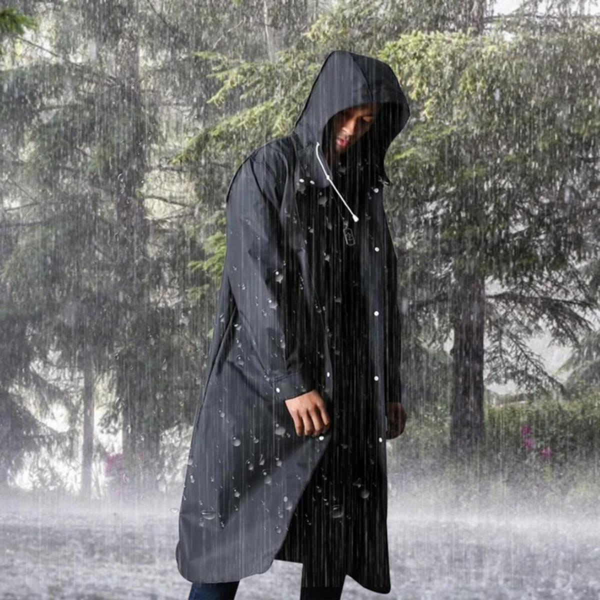 Long Raincoat Breathable Adjustable Hood
