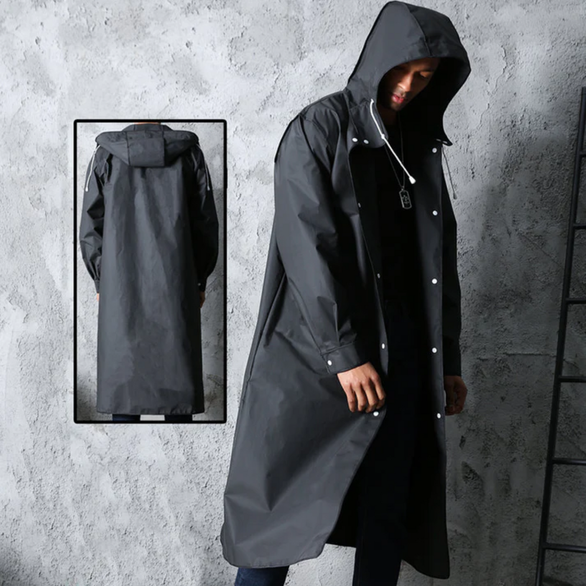 Long Raincoat Breathable Adjustable Hood