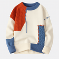Patchwork Crew Neck Sweater Relaxed