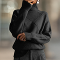 Ribbed knit turtleneck jumper in ivory cream, front view