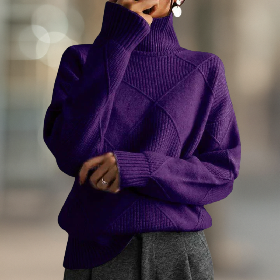 Jumper Ribbed Turtleneck Soft Knit Oversized